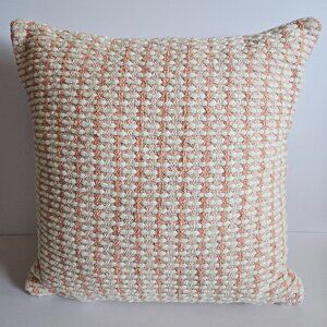 Throw Pillow Pink White Check Weave Gingham Pattern 18"x18" w/ Zipper